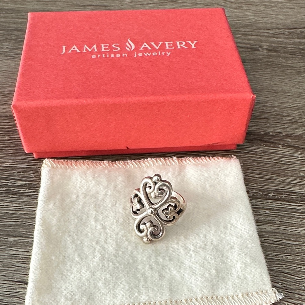 James Avery Silver Adorned Hearts Ring